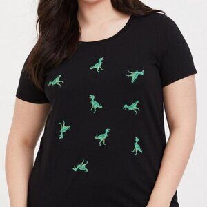 Preowned Torrid 00 (L/M) Women's Black Dinosaur Slim Fit Tee
